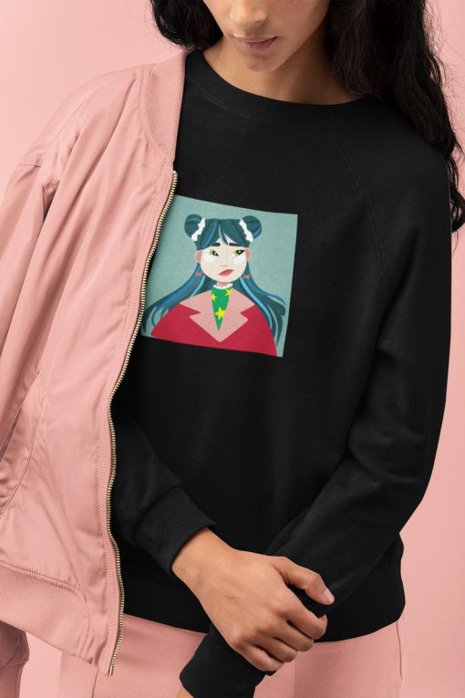 Anime Girl black Sweatshirt