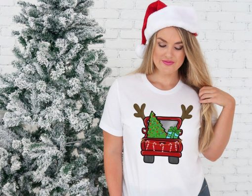 Christmas Truck Reindeer antlers Shirt