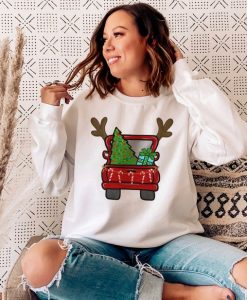 Christmas Truck Reindeer Antlers Sweatshirt