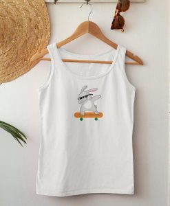 Cool Drawn Hare On A Skateboard Tank Top