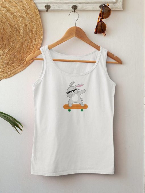 Cool Drawn Hare On A Skateboard Tank Top