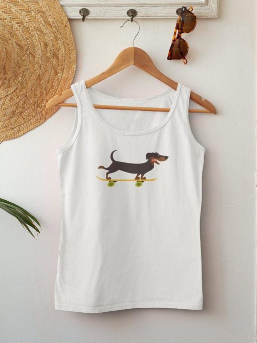 Dachshund Dog Skateboard Tank Top