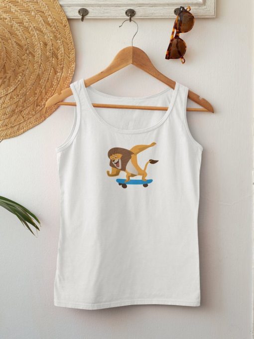 Funny Lion Skateboard Tank Top