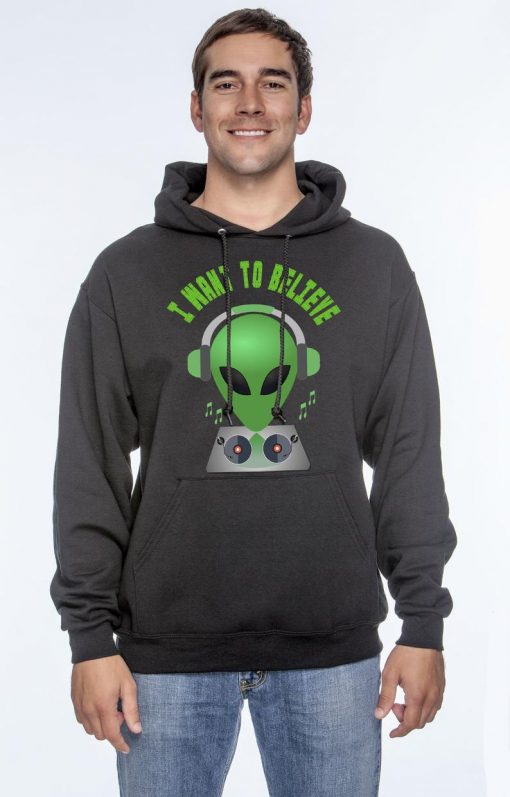 I want to believe DJ unisex pullover hoodies