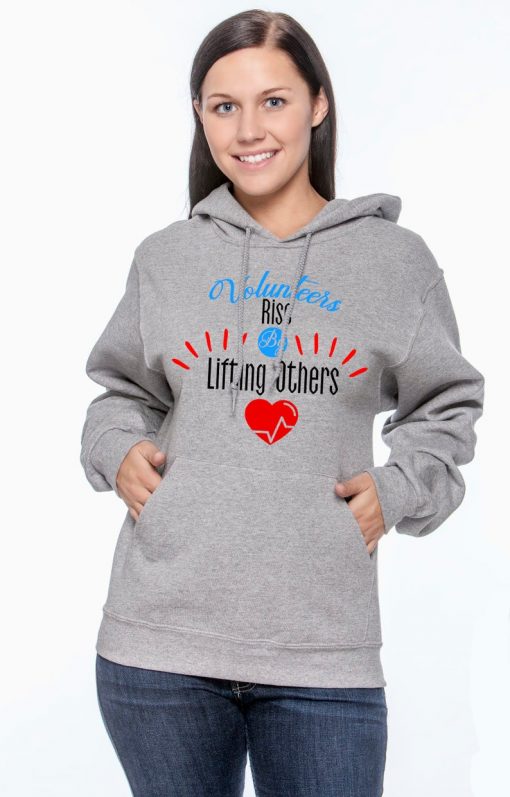 volunteers rise by lifting others unisex pullover hoodie