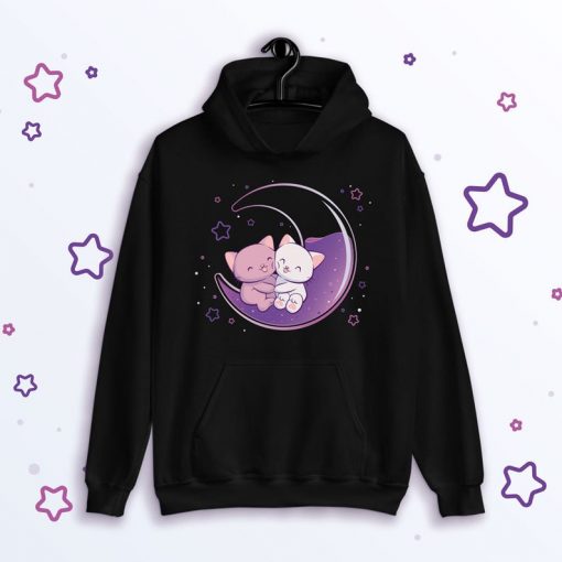 Cats on Moon Kawaii Hoodie