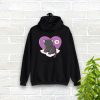 Cute Purple Heart Black Cat Hoodie