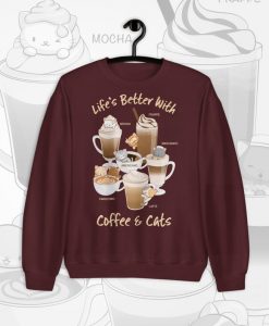 Life's Better With Coffee & Cats Cute Anime Sweatshirt