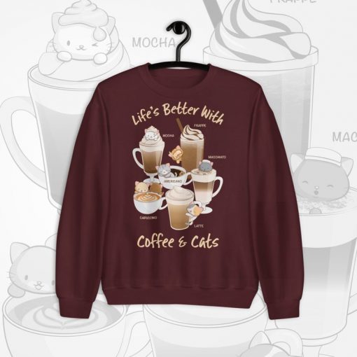 Life's Better With Coffee & Cats Cute Anime Sweatshirt