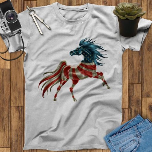 America Flag Horse Shape Shirt