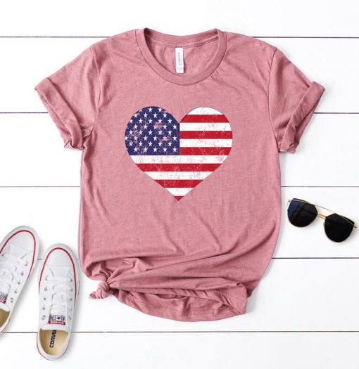 American Flag Heart Shirt