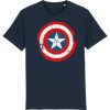 Captain America Distressed Shield Adults Unisex Navy T-Shirt