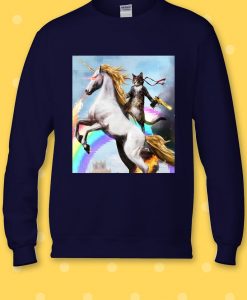 Crazy Cat Unicorn Rainbow Novelty Sweatshirt