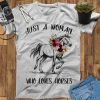 Just A Woman Who Love Horses With Flowers T-Shirt