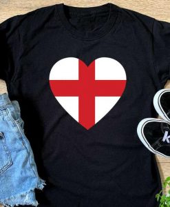 Ladies England Heart Flag T-shirt