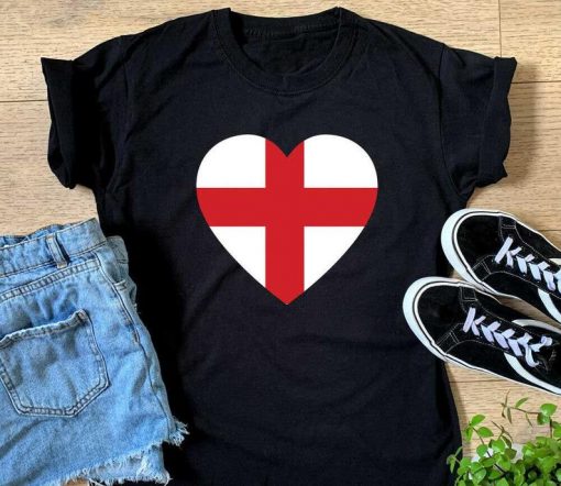 Ladies England Heart Flag T-shirt