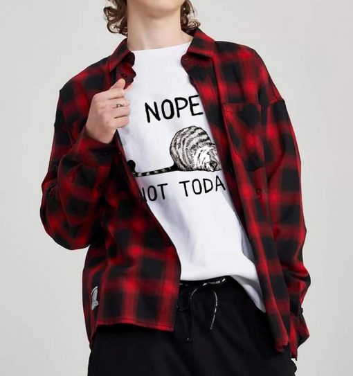 Nope Not Today Funny Cat Sleeping T-Shirt