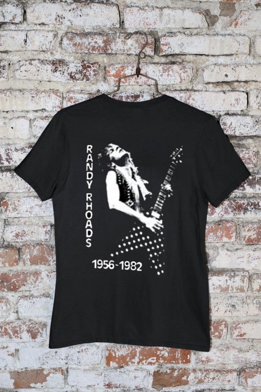 RANDY RHOADS Tribute Photo With Guitar Rock & Roll Music Tshirt