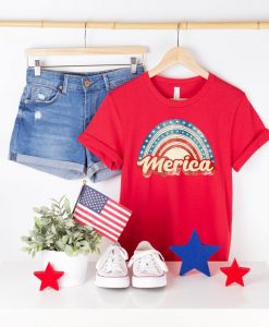 Rainbow Merica 4th of July Shirt