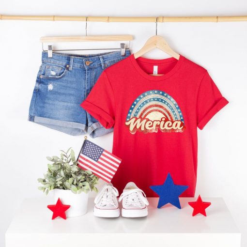 Rainbow Merica 4th of July Shirt