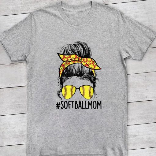 Softball Mom Messy Bun Mama Mother's Day Unisex T-Shirt