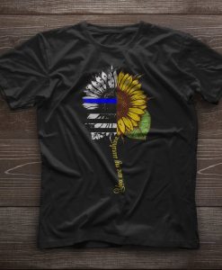 Thin Blue Line Flag Police Officer sunflower T-shirt