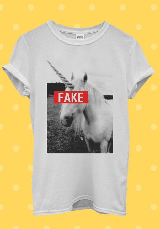 Unicorn Fake Funny Hipster Cool Retro T Shirt