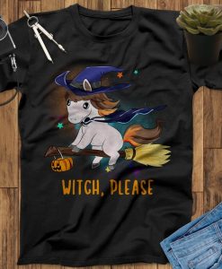 Witch Horse Is Riding A Broom Halloween Holiday Horses T-Shirt