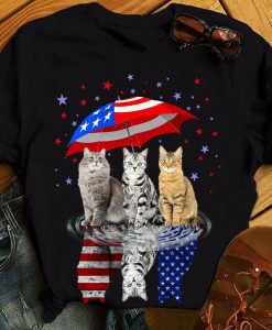 America Cat Under Umbrella Shirt