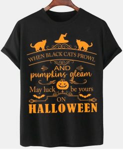 Black Cat May Luck Be Yours On Happy Halloween T-Shirt