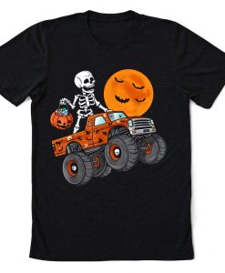 Halloween Skeleton Riding Monster Truck t shirt