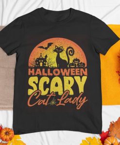 Happy Halloween Scary Cat Lady Shirt