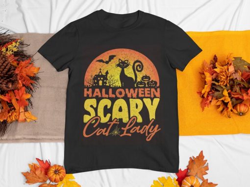 Happy Halloween Scary Cat Lady Shirt