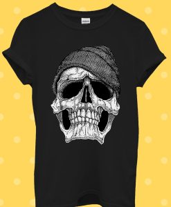 Skull With Beanie Hat Style T Shirt