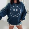 Distressed Smiley Face Crewneck Sweatshirt