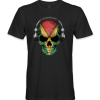 Guyana country flag on a skull while listening to music t-shirt