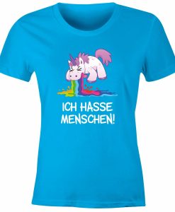 I Hate People kotzendes Unicorn Women Fun Shirt