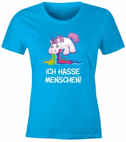 I Hate People kotzendes Unicorn Women Fun Shirt