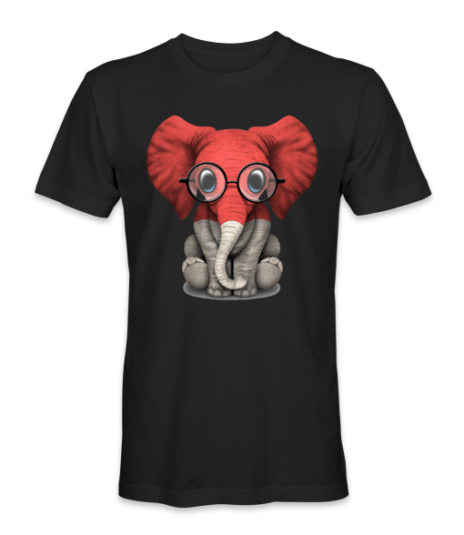 Indonesia country flag on an elephant with glasses on t-shirt