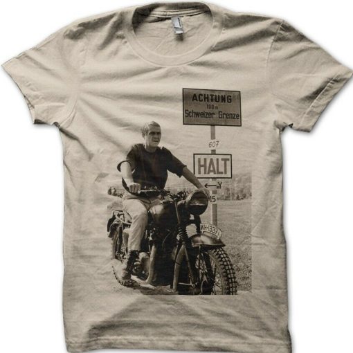 The Great Escape Biker Motorcycle WW2 movie cotton t-shirt