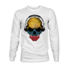 skull listening to music long sleeve sweatshirt