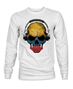 skull listening to music long sleeve sweatshirt