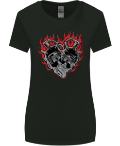 Biker Heart Motorbike Motorcycle Womens T-Shirt