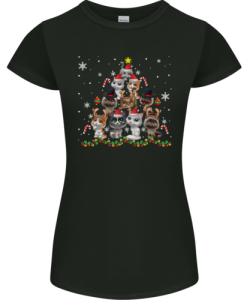 Christmas Cat Tree Funny Xmas Womens T-Shirt