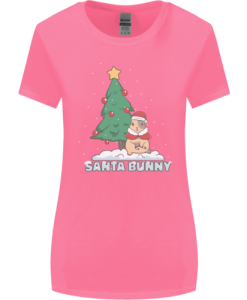 Funny Christmas Santa Bunny Womens T-Shirt