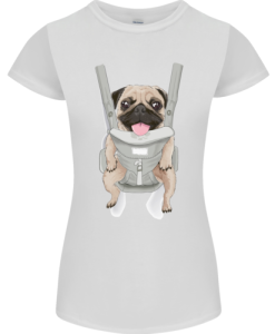 Pug in a Baby Harness Funny Dog Womens T-Shirt