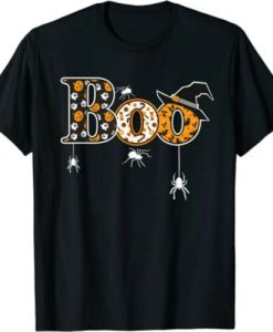 Boo With Spiders And Witch Hat Halloween T-Shirt