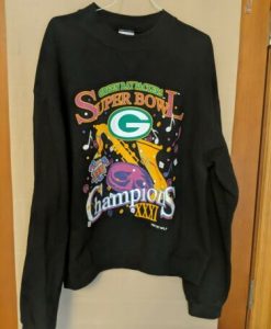 Green Bay Packers Super Bowl XXXI Mardi Gras Themed VTG 1997 Sweatshirt
