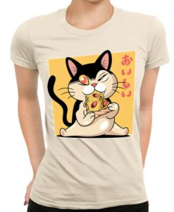 Pizza Cat Ladies Womens T-Shirt