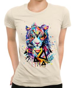 Watercolour Tiger Cat Drawing Womens T-Shirt